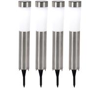 LED 4er Set Lampes solaires pour le jardin, éclairage extérieur avec piquet de terre, lampe de jardin, IP44, acier inoxydable, hauteur 56 CM