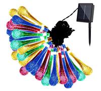 Led à énergie solaire Guirlande lumineuse, Gdealer 6,1 m 30 LED goutte d'eau solaire Guirlande lumineuse étanche lumières lumières de Noël Guirlande lumineuse solaire pour jardin, terrasse, cour,