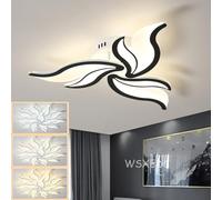LED ajustable grande lampe de salon chambre à coucher plafond lumière design créatif fleur plafonnier éclairage intérieur les soins des yeux bureau salon chambre d'enfants (Noir, 3 Lampes Ø60cm 22W)