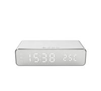 LED Alarm Clock, Digital Temperature Display, Bedside Phone Charger, Backlit Desk Clock, USB Charging Ports, Snooze Function, Adjustable Brightness, Modern Multi-Function Stand for Home Office