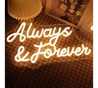 LED Always and Forever Néon Signe Chambre Néon Accueil Bar Art Mur Décoration Fête Fenêtre Salon Décoration Mariage Fiançailles Mur Pendentif Noël Cadeau D'anniversaire (blanc chaud)