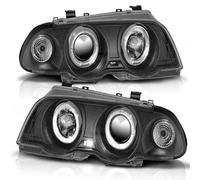 LED Angel Eyes Phare Combiné Tuning Tec Pour BMW 3 Série E46 98-01 Noir Set