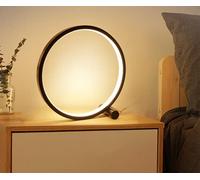 LED anneau Lampe de table Moderne Minimaliste lampe de table 6W Lumière chaude 3000K nordique Lampe de bureau aluminium salon chambre Lampes de chevet Éclairage de table Connexion USB Ø25cm,Noir