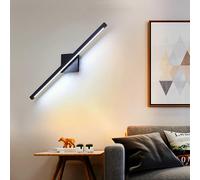 LED Applique Murale 180° Rotation Noir Long Éclairages Murales Salle de Bain Miroir Imperméable Lampe Murale Intérieur Moderne Fer Acrylique Aluminium Minimaliste pour Salon (40cm,Lumière Chaude)