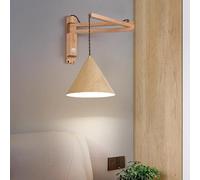 LED Applique Murale avec Bras Articulé Moderne Luminaire Mural avec Interrupteur Bois Eclairage Mural Angle Réglable Chevet Eclairage Mural Intérieur Chambres Salon (Bois Clair Lumière Blanche)