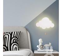 LED Applique Murale Enfant Lampe Murale avec Tirette Interrupteur Luminaire Mural USB Rechargeable Batterie Éclairage Mural Forme de Nuage Décorative pour Chambre Chevet (D-Blanc,Lumière Chaude)