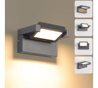 LED Applique Murale Extérieur Intérieur,12W 3000K blanc chaud Moderne Luminaire Murale,Éclairage Murals Imperméable IP65,Décorative Mur Lampe avec Panneau Rotatif pour Couloir Entrée Jardin,Gris Foncé