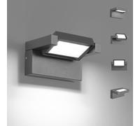 LED Applique Murale Extérieur Intérieur,12W 6500K Blanc Froid Moderne Luminaire Murale,Éclairage Murals Imperméable IP65,Décorative Mur Lampe avec Panneau Rotatif pour Couloir Entrée Jardin,Gris Foncé