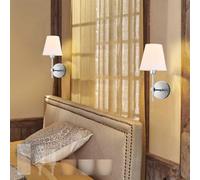 LED Applique Murale Interieur D'Intérieur Rechargeable par USB avec Télécommande Lampe Murale Moderne en Tissu Et Fer à Intensité Variable pour Chambre Salon Escalier (Lot de 2 Argent)