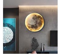 LED Applique Murale Lune avec Télécommande, Lampe Murale Intérieur Dimmable Lampe de Chevet Ronde Acrylique Éclairage Mural ,24 x