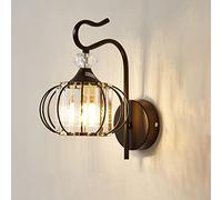 LED Applique Murale Métal Interieur Lampe Murale Verre, Fer Forgé Veilleuse Murale moderne Simple, E27 d'or Lampe de Chevet pour Salon Chambre Couloir Restaurant Salle de bains Escaliers (Noir)