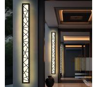 LED Appliques Murales Dimmable avec Télécommande Extérieur Lampe Murale Acrylique Longue Noir IP65 Imperméable Luminaire Mural pour Chambre à Coucher Jardin Vertical Eclairage Décoratif (80CM 46W)
