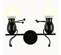 LED Appliques Murales Simplicité Créatif Luminaires Muraux Escaliers Balcon Chambre Décor Moderne Métal Poupée Lampe de Chevet Cadeau Enfants Éclairage Intérieur Lumière de Support 2 × E27 (Noir)