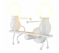 LED Appliques Murales Simplicité Créatif Luminaires Muraux Escaliers Balcon Chambre Décor Moderne Métal Poupée Lampe de Chevet Cadeau Enfants Éclairage Intérieur Lumière de Support 2 × E27 (Blanc)