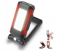 LED Arbeitsleuchte mit Magnetfuß, Wiederaufladbare COB Werkstattlampe mit Rotem Notlicht, 7 Modi & Drehbarem Design, Wasserdichte Taschenlampe für Autoreparatur, Werkstatt und Camping