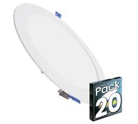 LED ATOMANT Lot de 20 Panneau LED Encastrable Downlight Rond Plat 20W 220mm 1800lm, Couleur Blanc Neutre (4500K), 1800 Lumens, Driver inclus
