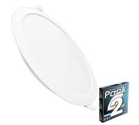 LED ATOMANT 2x Downlight LED Encastrable Découpe 190-205mm 18W Blanc Froid | Diamètre 220mm, 6500K, 1650 lumens, Driver inclus