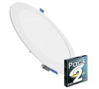LED ATOMANT Lot de 2 Panneau LED Encastrable Downlight Rond Plat 20W 220mm 1800lm, Couleur Blanc Neutre (4500K), 1800 Lumens, Driver inclus