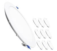 LED ATOMANT Lot de 10 Panneau LED Encastrable Downlight Rond Plat 225mm 20W, CCT (Sélecteur de Couleur Blanc Chaud, Neutre et Froid), Coupe 205mm, 1800 Lumens, Driver inclus