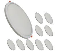 LED ATOMANT Lot de 10 Panneau LED Encastrable Downlight Rond Plat Coupe Réglable (50-180mm) 20W, Couleur Blanc Chaud (3000K), 1800 Lumens, Driver inclus