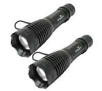 LED ATOMANT Lot de 2 Lampe Torche LED Puissante de Police avec Zoom, Batterie Lithium Rechargeable Longue Durée, Coffret, Chargeur, Adaptateur Piles AA et Dragonne, 1500 Lumens