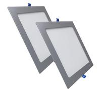 LED ATOMANT Lot de 2 Panneau LED Carré Cadre Argenté 225mm 20W, CCT (Sélecteur de Couleur Blanc Chaud, Neutre et Froid), Coupe 205mm, 1800 Lumens, Driver inclus