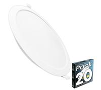 LED ATOMANT Lot de 20 Panneau LED Encastrable Downlight Rond 220mm 18W, Couleur Blanc Froid (6500K), Coupe 190mm, 1650 Lumens, Driver intégré, Pour Plafond Cuisine Salle de Bains
