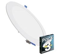 LED ATOMANT Lot de 3 Panneau LED Encastrable Downlight Rond Plat 225mm 20W, Couleur Blanc Chaud (3000K), 1800 Lumens, Driver inclus