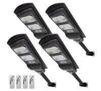LED ATOMANT Lot de 4 Lampadaire Solaire Extérieur LED 100W, Blanche froide, IP65, avec Détecteur de Mouvement et Télécommande, Réverbère Solaire, Candélabre pour Jardin et Rue, Inclut un Poteau