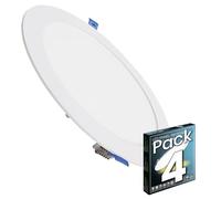 LED ATOMANT Lot de 4 Panneau LED Encastrable Downlight Rond Plat 225mm 20W, Couleur Blanc Chaud (3000K), 1800 Lumens, Driver inclus