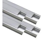 LED ATOMANT Lot de 4 Profilé en Aluminium 1m pour Ruban LED, Cache Couleur Blanc Laiteux, Bouchons de terminaison et clips de montage inclus