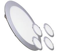 LED ATOMANT Lot de 5 Panneau LED Encastrable Rond Plat Cadre Argenté 300mm 24W, Couleur Blanc Neutre (4500K), 2200 Lumens, Driver inclus