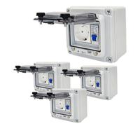 LED ATOMANT Pack 4x Prise Extérieure avec Boîtier Étanche IP67 et Disjoncteur, Prise avec Protection Différentielle, Idéale pour Jardin, Terrasse ou Zones Humides, Montage Mural