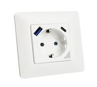 LED ATOMANT Prise Murale Connectée Intelligente WiFi 16A avec USB et USB-C, Charge Rapide, Controle de Consommation, Prise Schuko à Encaster, Smart Life, Compatible avec Alexa et Google Home