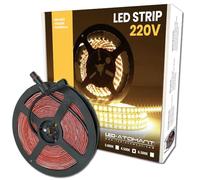 LED ATOMANT Rouleau de 10 mètres de Ruban LED Directe 220V, 12W/m, Couleur Blanc Neutre (4500K), Imperméable (IP65), Coupe tous les 10cm