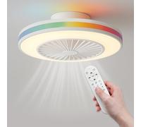 LED ATOMANT Ventilateur de Plafond avec Lumière LED 22W, Moteur DC 30W, Ø 50cm, CCT + RGB, 2300LM, 6 Vitesses Silencieux, Mode été/hiver, Avec télécommande