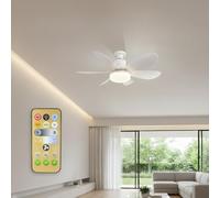 LED ATOMANT Ventilateur de plafond avec lumière LED et télécommande, 40W Ø52cm E27, Silencieux, Réglable en 3 couleurs et vitesses, Minuterie, 6 pales