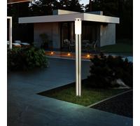 Lampe de jardin, lampadaire d'extérieur, lampadaire LED, lampadaire en acier inoxydable, lampe à colonne, 1x E27 LED 11 watts blanc chaud, 12,7 x 110 cm, jardin extérieur