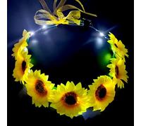 LED Bandeau Fleur,Bandeaux Marguerites,Couronnes de Fleurs Lumineuses à LED,LED Coiffe De Tournesol Vacances,Accessoire Photo