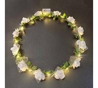 LED Bandeau Fleur, Serre Tete Lumineux, Couronne De Fleurs Lumineuse, LED Mousse Rougeoyante Fleur Bandeau pour Mariage, Festival, Fête, Carnaval (Blanc)