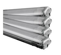 LED Batten Fitting - Dual Tube 2 x 20W - IP65 Waterproof - White - 2 x 2100 Lumens - 6500K - 150CM - Lot de 4
