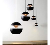 LED Beat Moderne Suspendue LED E27 Lampe Suspendue pour Salle à Manger Cuisine Maison Fat Suspension Décor Industriel Luminaire,Noir,35cm