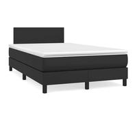 LED Bed Frame with Mattress 120x190 cm Black Faux Leather Adjustable Headboard Spring Mattress USB Lighting Modern Bedroom Furniture for Adults