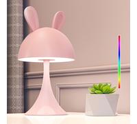 Led Bedside Lamp Child Girl Baby Touch Night Light With 7 Modes Rgb Light, Kawaii Decorative Desk Lamp, Rechargeable Type-C Table Lamp, Rgb Colour Rabbit Pink