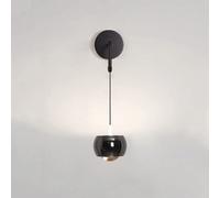 Led Bedside Wall Lamp Spherical Lampshade Design Wall Light Simple Nordic Style Aluminum Wall Sconce Hanging Wire Adjustable, Home Decor Lighting Fixture for Bed(Dark Color)/C