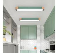 LED Bois Plafonnier Rectangle Ovale Plat Lampe de Plafond 3000K/4000K/6000K Moderne Style Luminaire Plafonnier Minimaliste Nordique Intérieur Plafonnier Couloir Balcon (Vert Lumière Blanche,95cm)