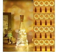 LED Bouteille Lumières,12Pcs 2M 20 Lampes LED Bouteille Guirlande Blanc Chaud,Bouteille Guirlande Liège Lampes pour Carnaval