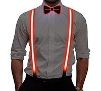 LED Bretelles Homme Ausolee,Ensemble De 2 Pièces LED Noeud Papillon Et Bretelles Pour Hommes,pour Musique, Festival, Fête Costumée,d'Halloween (rouge)