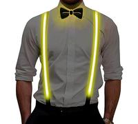 LED Bretelles Homme Ausolee,Ensemble De LED Noeud Papillon Et Bretelles Pour Hommes,pour Musique, Festival, Fête Costumée,d'Halloween (jaune)