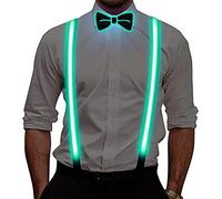 LED Bretelles Homme Ausolee,Ensemble De LED Noeud Papillon Et Bretelles Pour Hommes,pour Musique, Festival, Fête Costumée,d'Halloween (Vert)